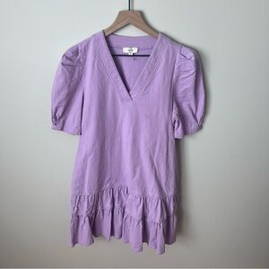 entro Lavender V-Neck Ruffle Dress